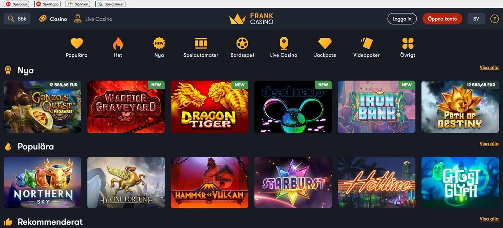 frank casino slots